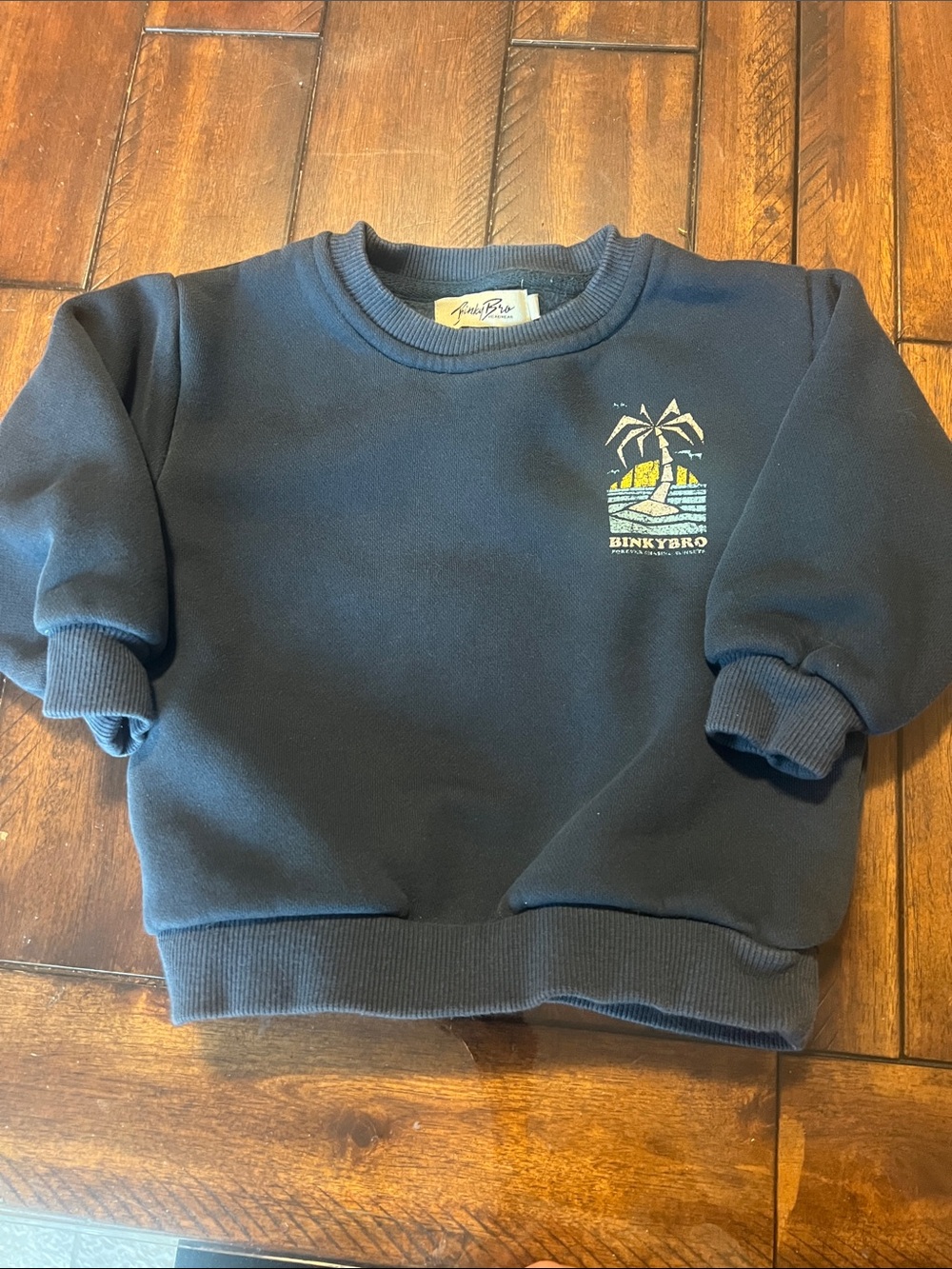 Binky Bro Blue Crewneck Sweatshirt with Tropical Pocket Graphic